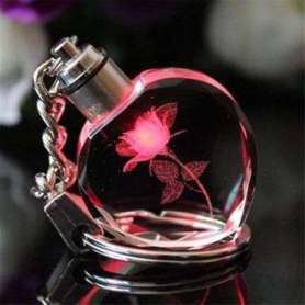 Porte-clés en cristal avec fleur lumineuse